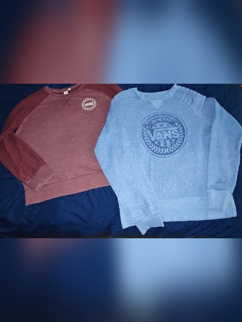 Vans Maroon & Light Blue Logo Crewneck Sweatshirt Bundle